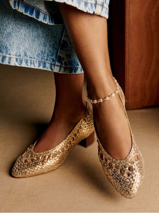 Sezane Shoes - Sézane Anya High Heels in Gold Metallic Woven FR 37 / US 6